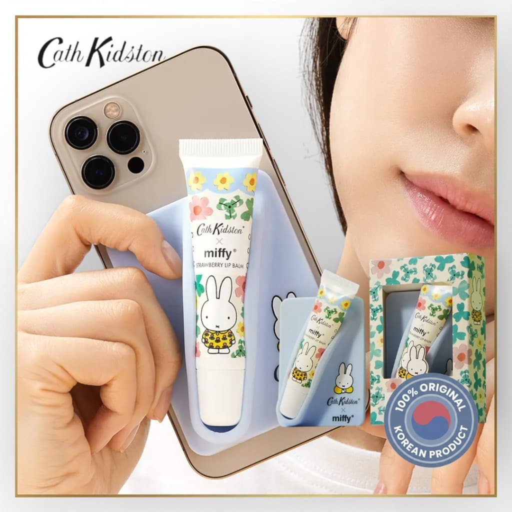 Kit Móvel Cath Kidston x Miffy Strawberry lip balm-Hidratação Labial Suave | Protetor Diário , Cuidado Portátil