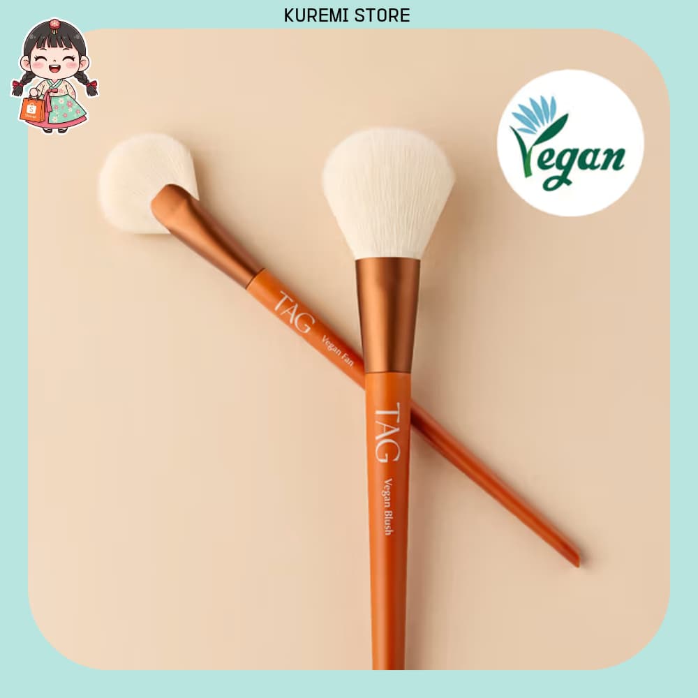 [TAG] Duo De Pincel Vegano Para Blush E Destaque + Brilho Suave + (Conjunto De 2 Unidades)