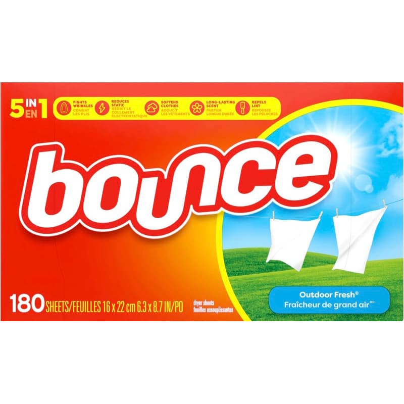 Bounce Lenço Amaciante Perfumado Para Secadora – 180 Lenços Outdoor Fresh | Perfume Leve Roupas Macias