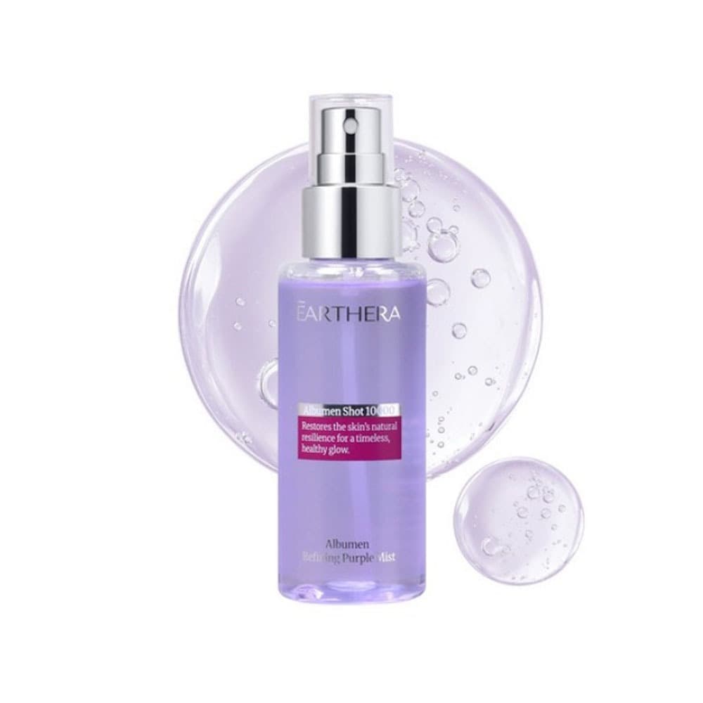 EARTHERA Albumin Refino Névoa Roxa Umidade Brilho Facial