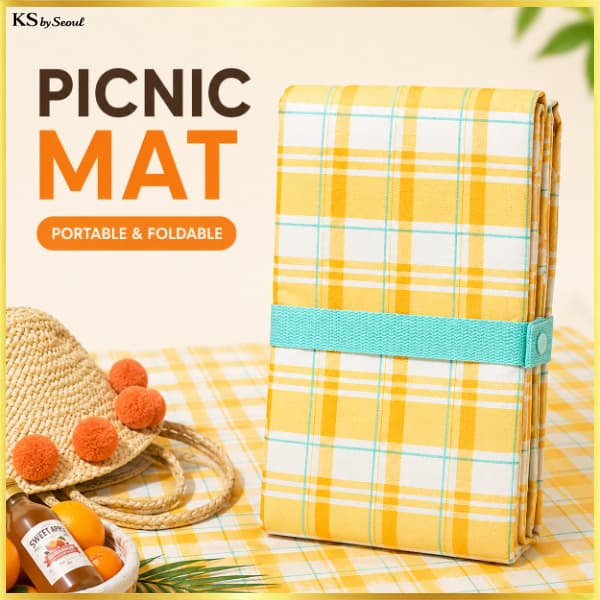 [Daiso Korea] Tapete De Piquenique De Lona Impermeável 12090 cm Cobertor Para Acampamento Ao Ar Livre Com Cinto De Armaz