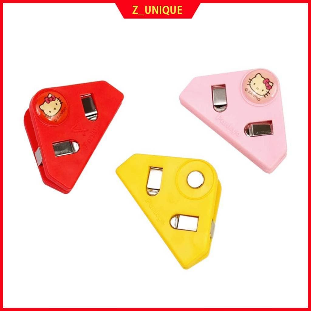 [Conjunto De 3 Peças De Clipes Magnéticos De Canto Sanrio Hello Kitty] Braçadeira Magnética De Papel Forte Buyhearts-Vermelho/Amarelo/Rosa-Fabricado Na Coreia