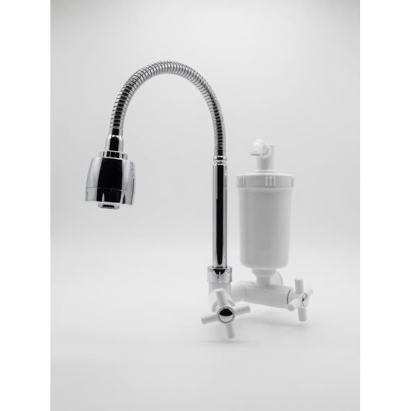 Torneira com Filtro Gourmet Flexível Cozinha Parede c/ Ducha 2 Jatos 1/4 de Volta + Refil