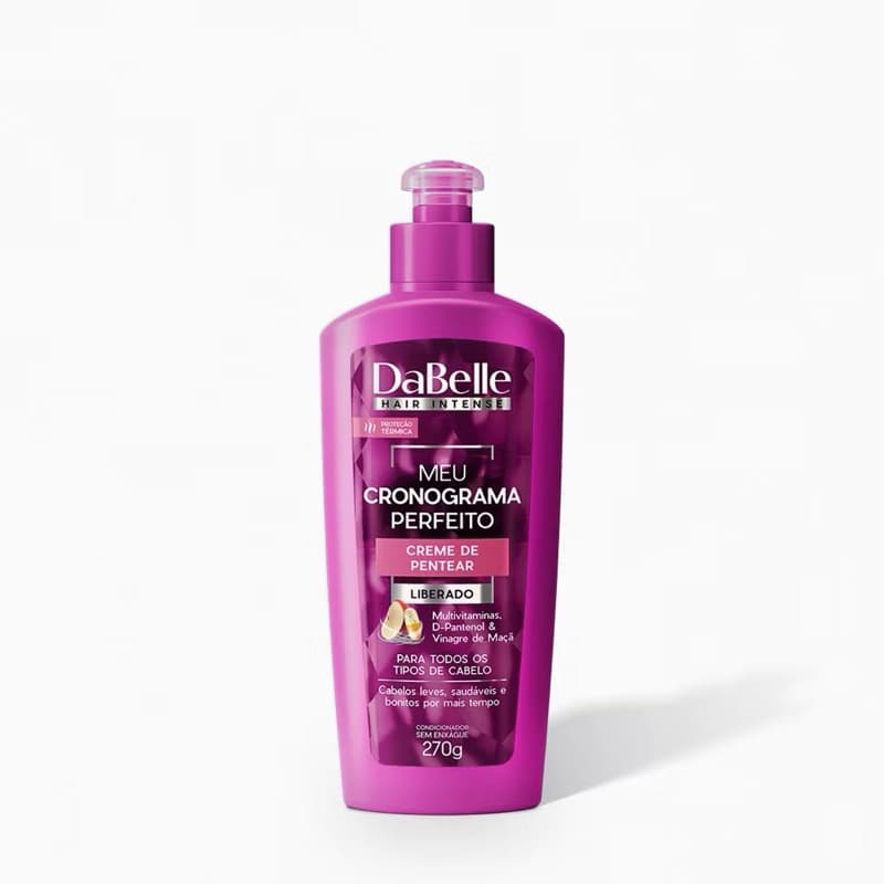 Dabelle Creme de Pentear Ativador Leave-in Protetor Térmico Meu Cronograma Perfeito 270g Desembaraço Redução Frizz