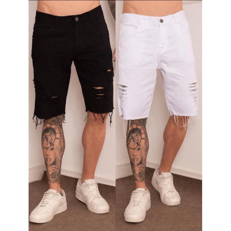 KiT 2 Bermudas Destroyed masculina jeans