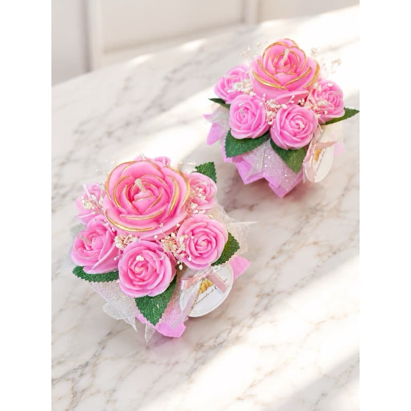 Mini Buquê de Velas Aromáticas Rosa Floral Essência Premium para Dia dos Namorados Presente Decoração e Lembrancinha