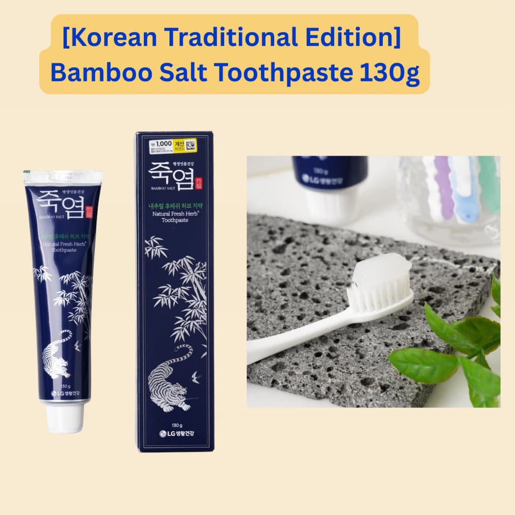Pasta De Dente LG Bamboo Salt 130g Edição Tradicional Coreana | De Ervas Frescas Com Flúor 1000ppm