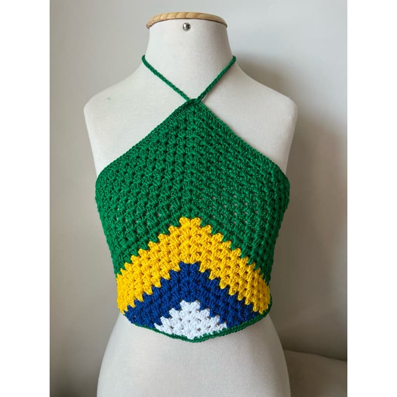 top cropped de crochê Brasil cropped de crochê Brasil