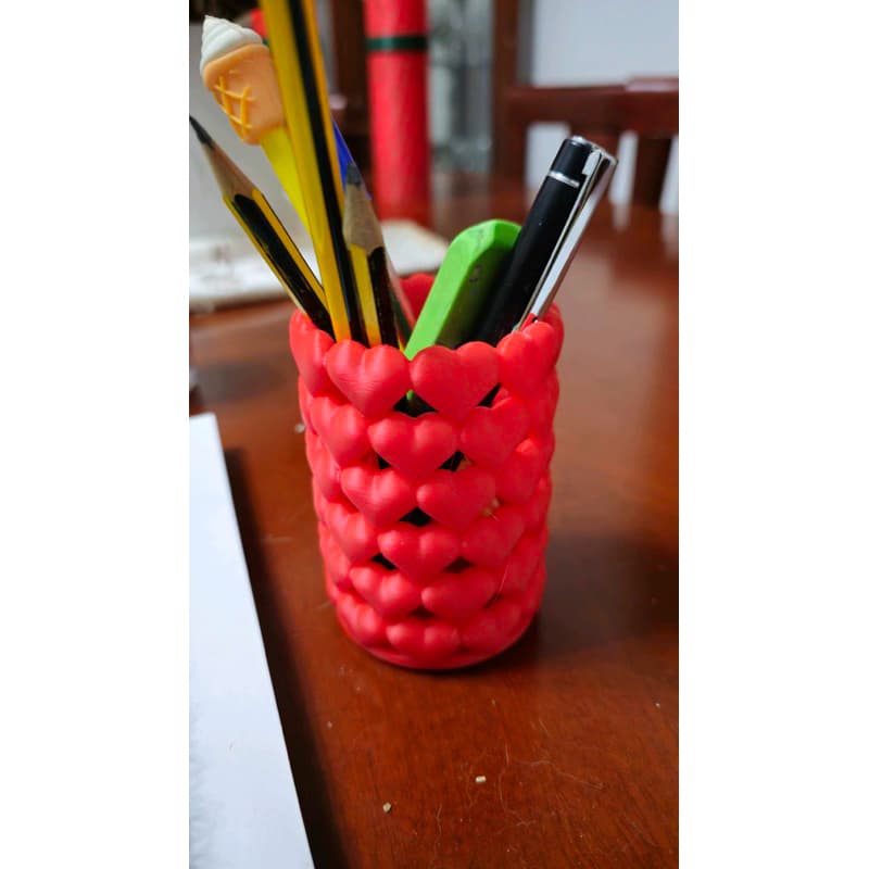 Porta Caneta e Pincel Formato Coração Organizador de Mesa Decorativo