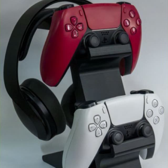 Suporte De Mesa Gamer Para 2 Controles PS5 E Headset Fone 3D