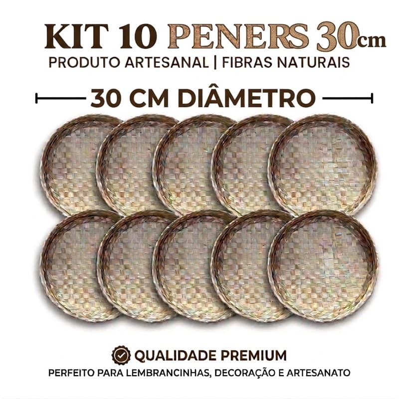 kit com 5/10 Peneiras de palha 30 cm para decoração