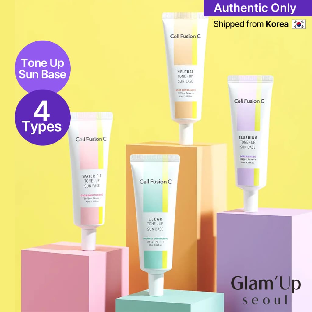 [Cell Fusion C] Base Solar Tonificante Fps50 + PA + (4 Tipos) Glow Blur Cica Tone Correcting De Maquiagem Protetor