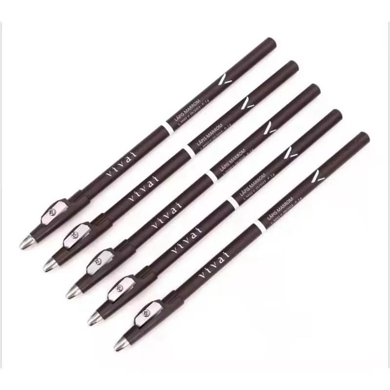 Pacote C/ 12 uni Lapis de Olho Marrom/preto/Preto e Marrom VIVAI Delinear ou para Sobrancelha