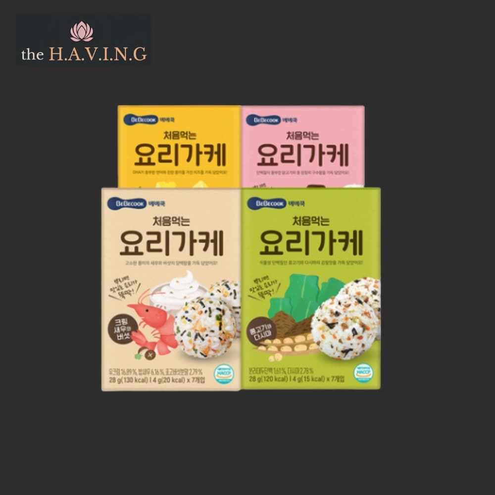 BEBECOOK Yorygake 4 Sabores , My First Yummy Rice Topping Ball Mix (Carne Vegetal E Algas , Creme De Camarão Cogumelo ,