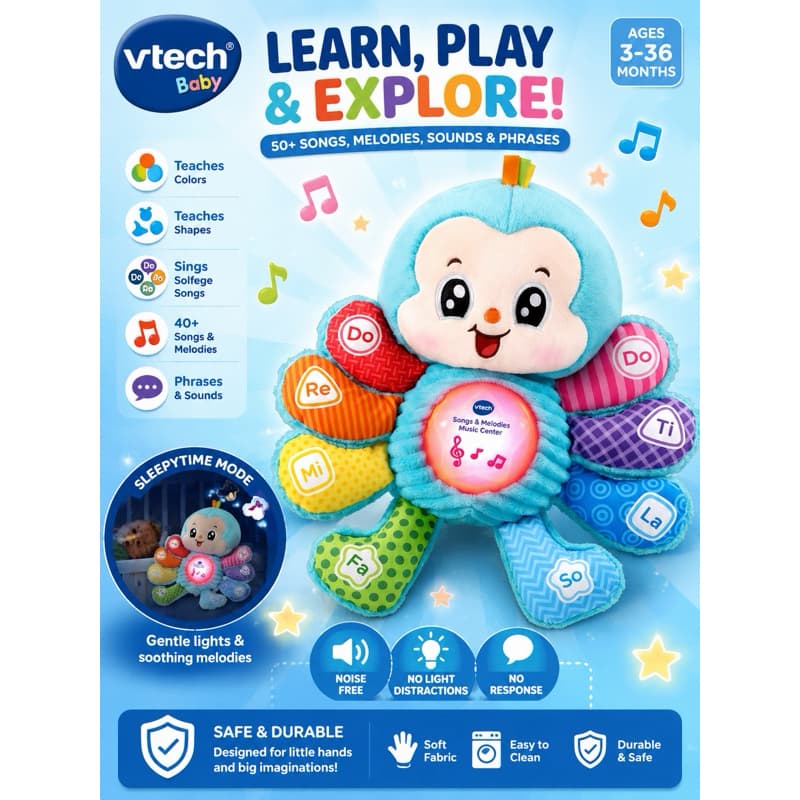VTech Baby musical bebê brinquedo Snug-a-Bug Musical Critter Educativo Usado