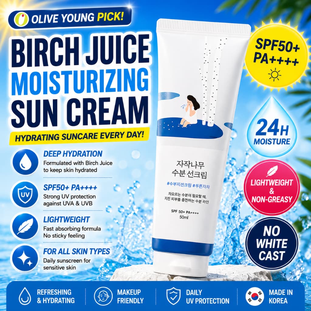 [OY06] ROUND LAB Creme Solar Hidratante Suco De Bétula 50ml | Fps50 + PA + Protetor Proteção UV Diária Leve Cuidados Com