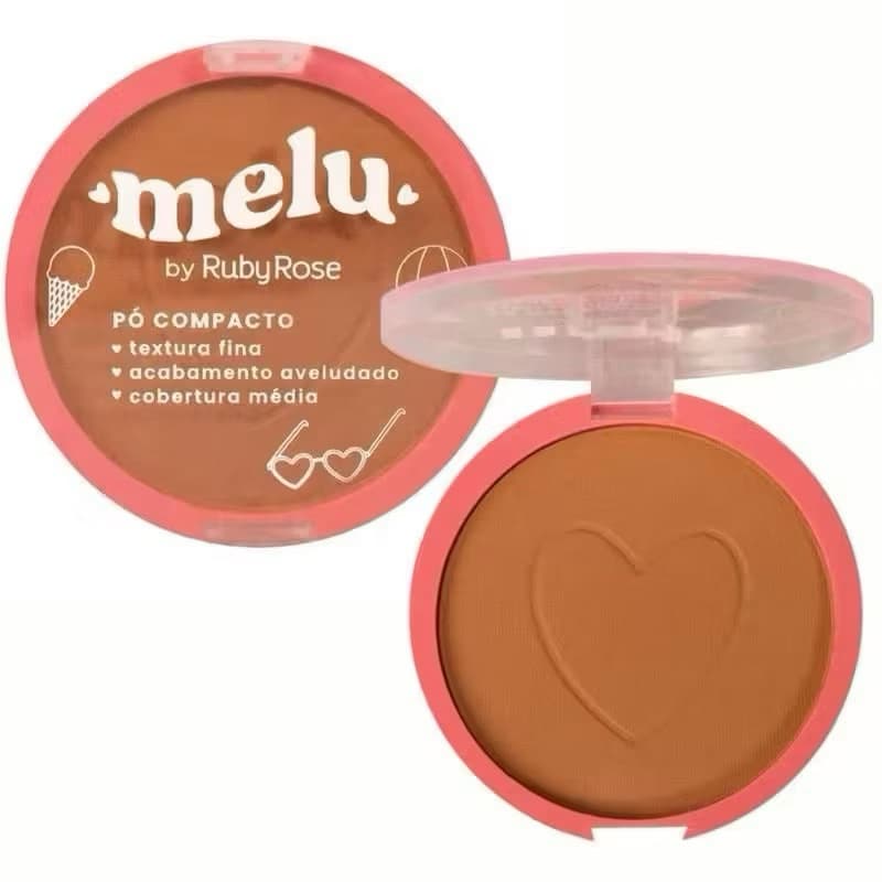 Pó Compacto Ruby Rose Melu com Acabamento Aveludado e Efeito Matte