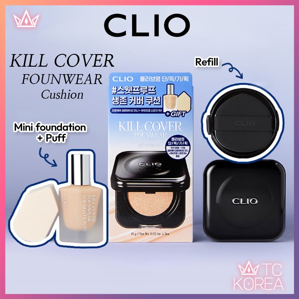 CLIO < Principal + Recarga + Base Mini + Puff > Almofada Kill Cover Founwear 5 Cores (15g * 2)