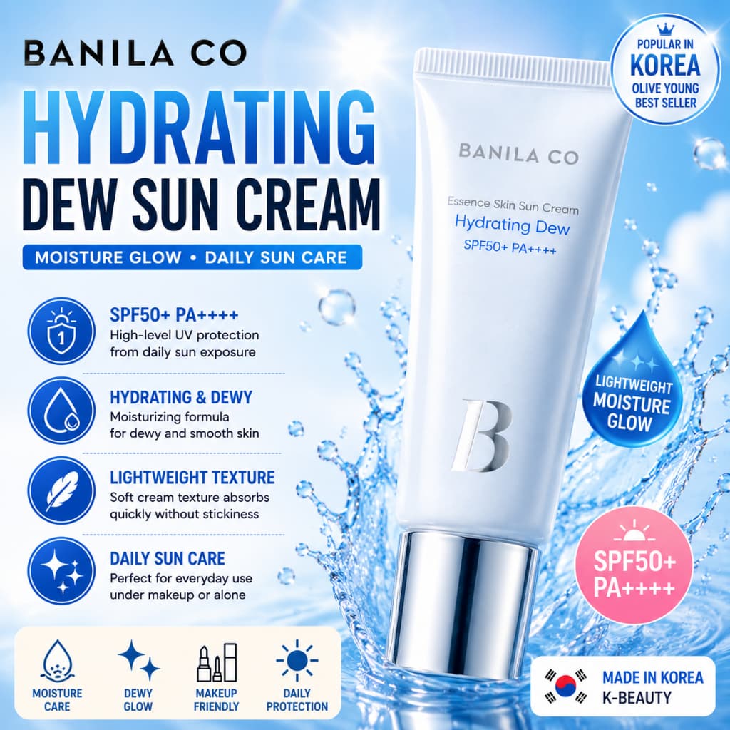 [OY06] BANILA CO Creme Solar Hidratante Orvalho 50ml | Protetor Com Brilho Orvoso Fps50 + PA + Cuidados A Pele Coreanos