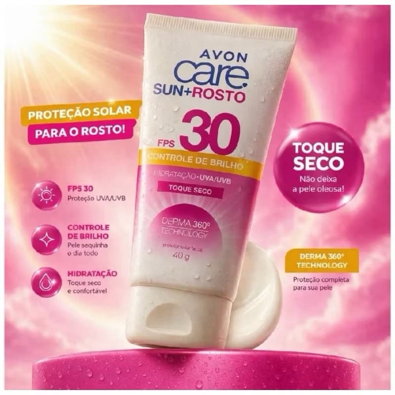 Protetor Solar Facial Avon Care Sun+ 40g - FPS 30, Acabamento Matte, Resistente à Água