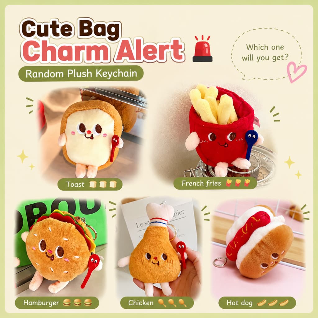 Chaveiro De Pelúcia De Comida Fofa Aleatória 1 Peça Bolsa Kawaii Charme Mini Boneca