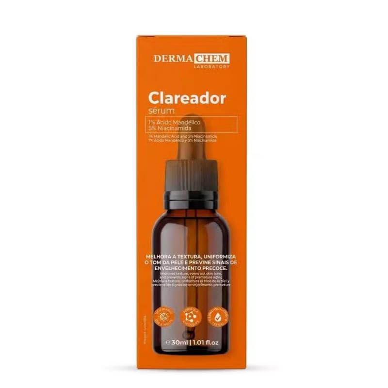 Sérum Clareador Dermachem-Clareamento e Uniformização, Redução de Manchas, Prevenção de Envelhecimento/Acido Hialurônico