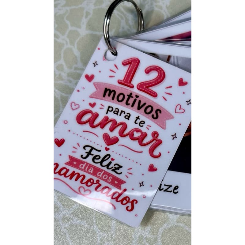 Chaveiro Personalizado 12 Motivos Para Te Amar - Presente Namorados Aniversário de Namoro Casamento Foto
