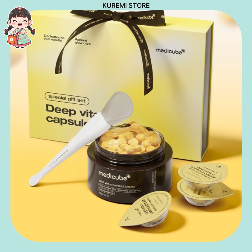 Conjunto Limitado De Creme De Cápsula Medicube Deep Vita C-Cuidados Com A Pele Iluminador Para Manchas Escuras