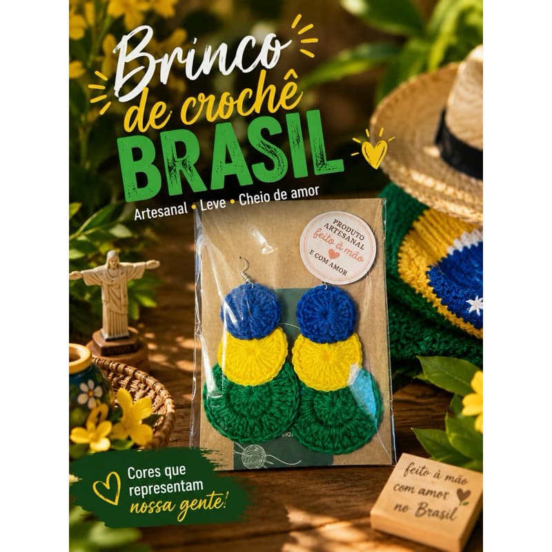 brinco de crochê Brasil brinco de crochê  brinco