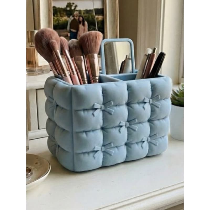 Organizador de Maquiagem / caneta Estilo Puff com laços