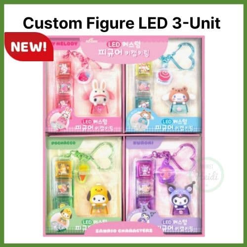 [Sanrio] Chaveiro Chaveiros Figura Personalizada LED 3 Unidades | Conjunto Decorativo De Figuras De Bonecos De Ação Cole