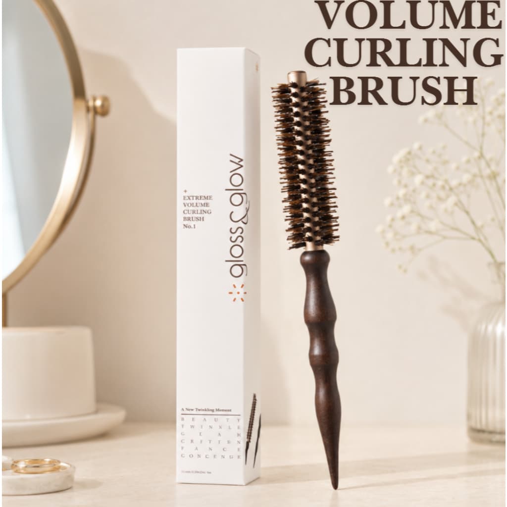 [gloss & glow] Escova De Ondulação De Volume Extremo , 11 Mm , Marrom , 1 Unidade/Coreana/Aumento Da [JOMI_KOREA]
