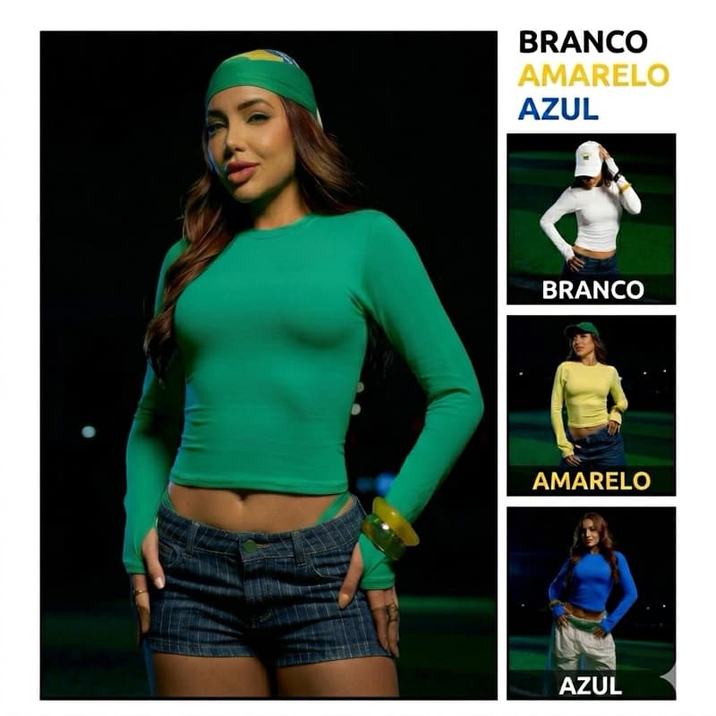Cropped Feminino Manga Longa cropped  Brasil Suplex Premium Ajustado