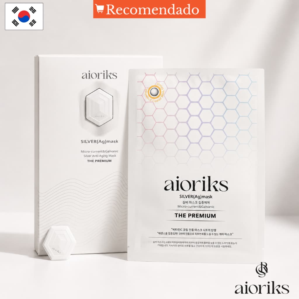 Máscara Facial Coreana com Dispositivo de Microcorrente | Kit 8 Máscaras AIORIKS Skincare