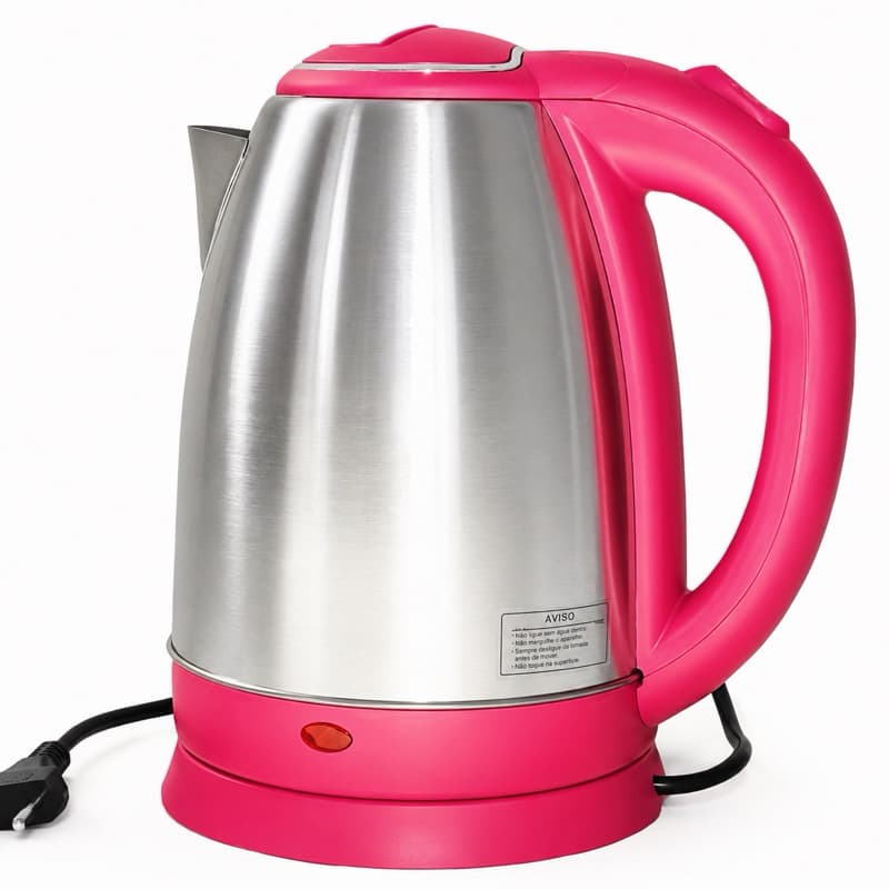 Chaleira Elétrica Rosa 2 Litros 220V Ferve Água Rápido Desligamento Automático
