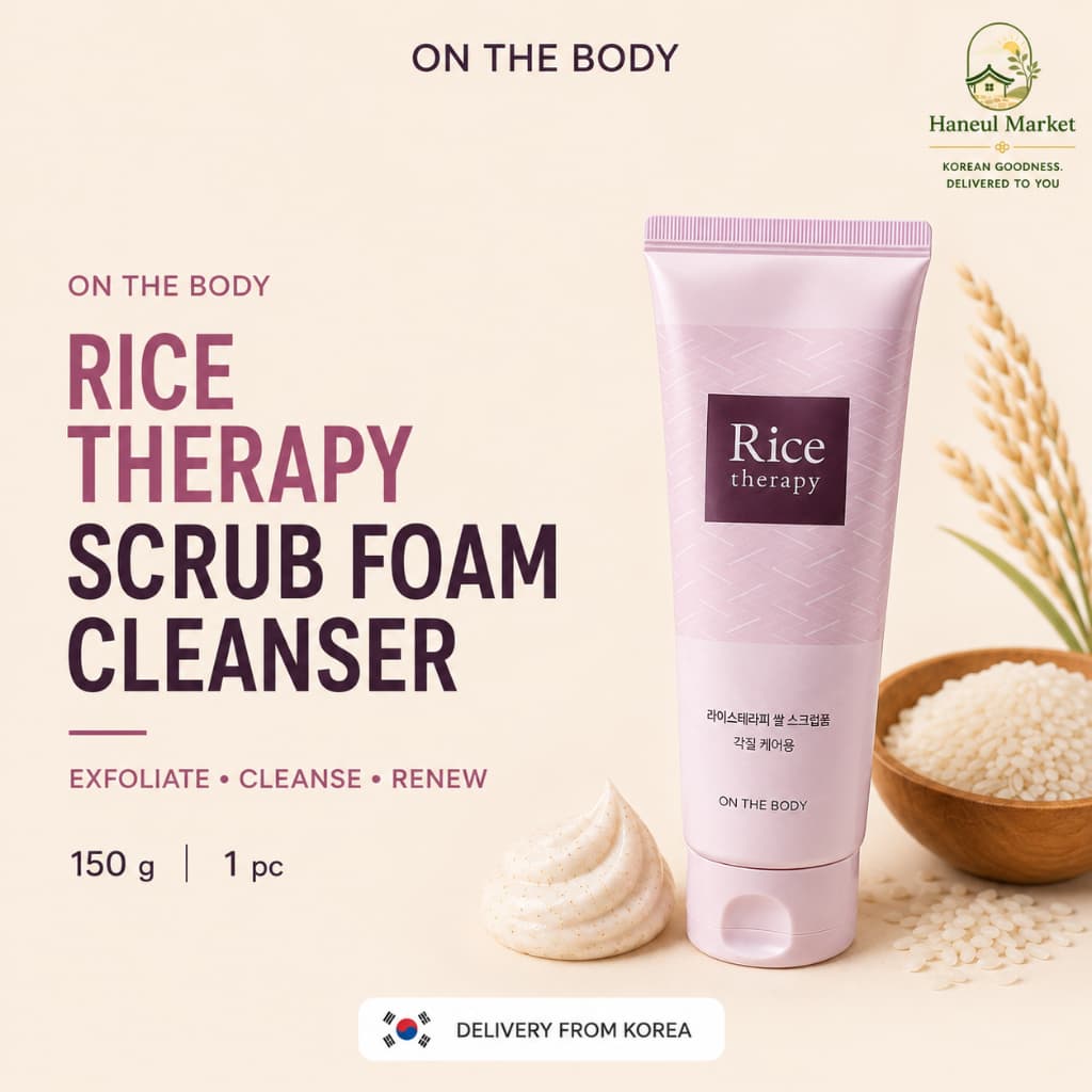 ON THE BODY Rice Therapy Scrub Foam Cleanser 150g Suporte Para Reparo De Barreira De Pele | Limpador Coreano K-Beleza