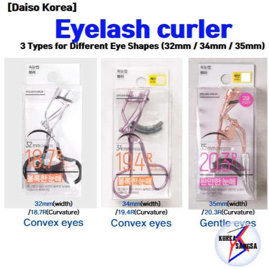 [Daiso Korea] Modelador De Cílios – 3 Tipos Para Diferentes Formatos De Olhos (32 Mm/34/35)