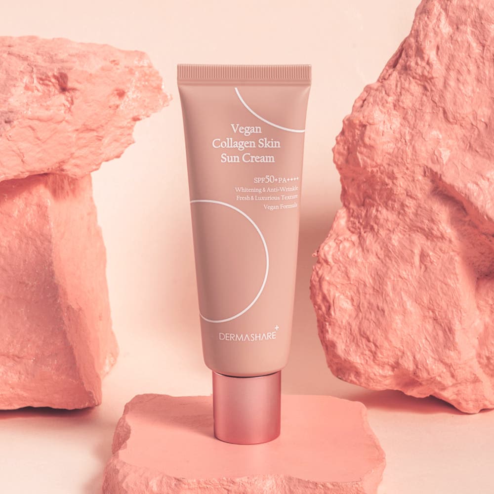Protetor Solar De Pele De Colágeno Vegano SPF50 + PA + 50g Tonificante Coreano Para Proteção UV Facial