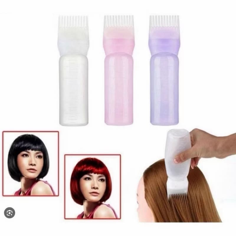 Frasco Aplicador de Tintura com Pente Escova para Cabelo Coloração Fácil Reutilizável