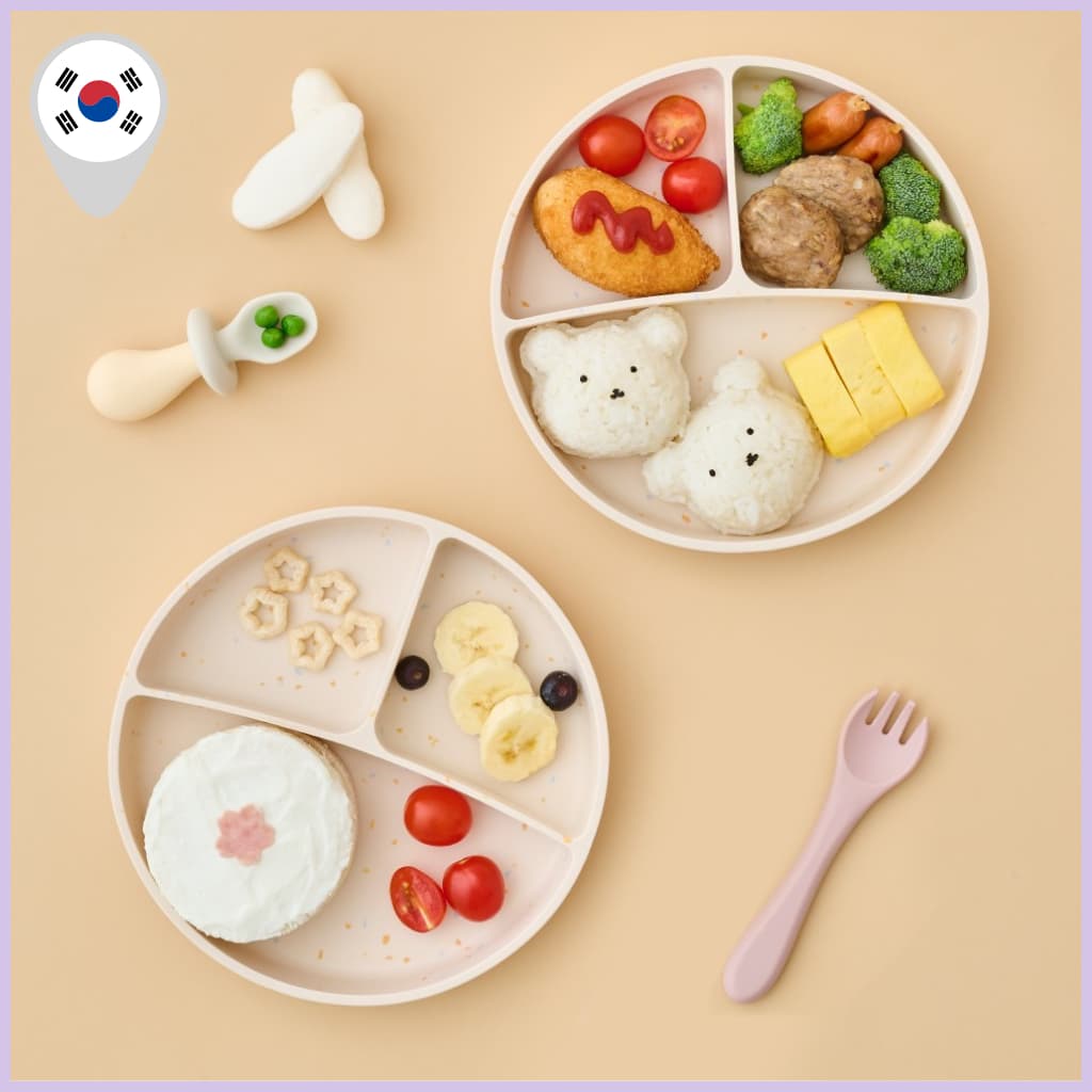 [LITTLE CLOUD] Placa Dividida De Silicone Terrazzo Para Crianças-Prato De Treinamento Com Alimentação Automática , Sem B
