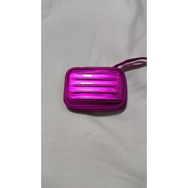Mini Necessaire Porta Moedas Rosa Metálica com Zíper