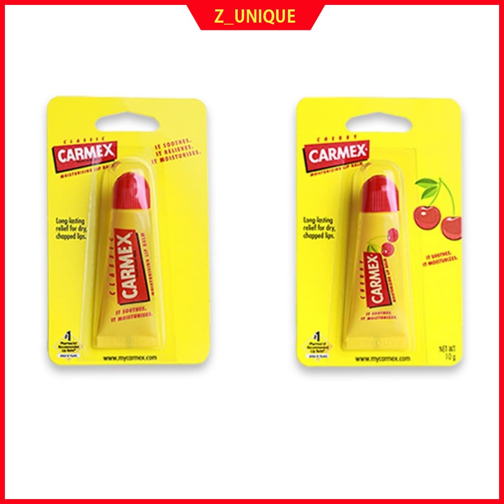 Tubo De Bálsamo Labial Hidratante CARMEX (10g)-Tratamento Intensivo Em Gel Para Lábios Secos E Rachados (Opção Clássica/Cereja)