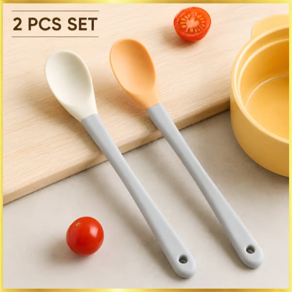 [Daiso Korea] Conjunto De Colher De Cozinha De Silicone Com Cabeça Removível (2 Peças)