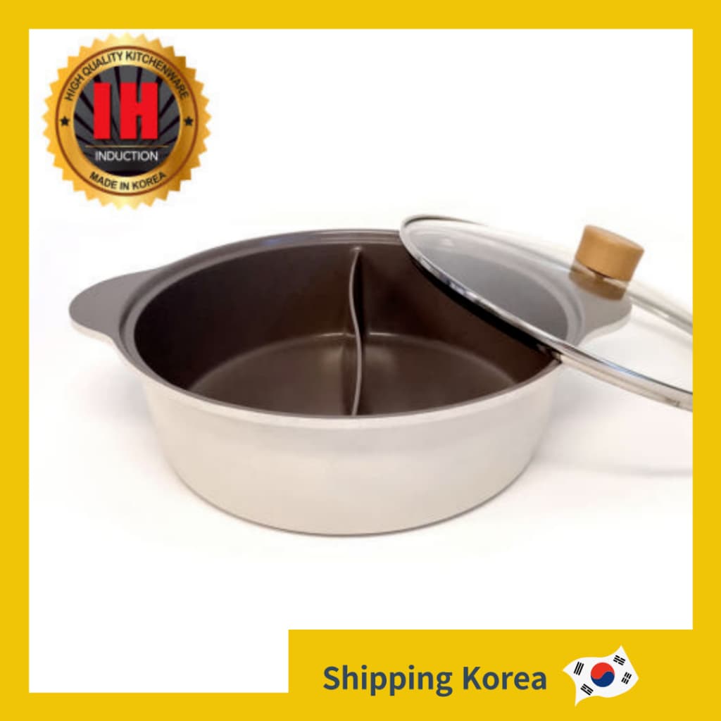 [Fabricado Na Coreia] Kitchenwell Pot Antiaderente Cerâmica Split HotPot ShabuShabu Malatang
