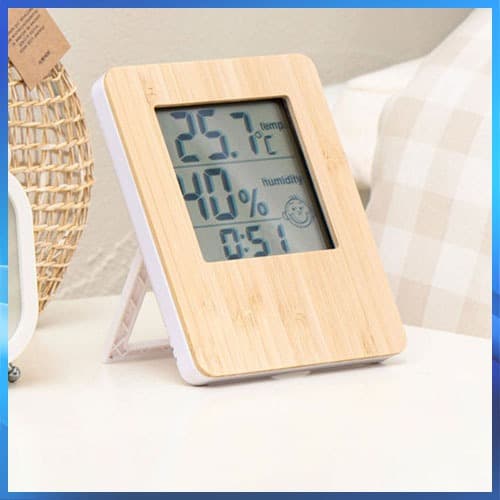 Relógio De Bambu Com Data , Temperatura , Umidade , Tipo Suporte , Calendário Digital Termohigrômetro