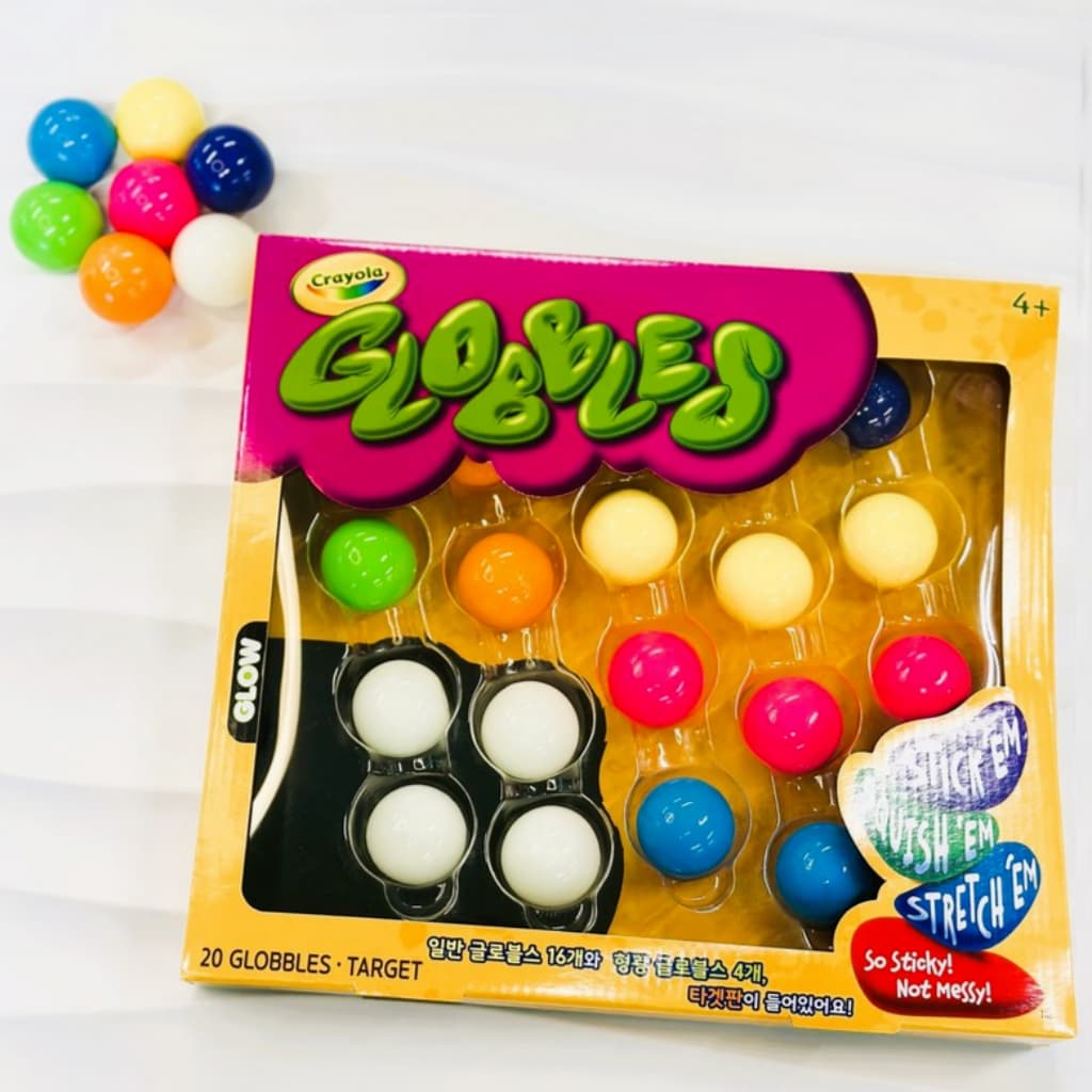 Conjunto Deluxe Crayola GLOBBLES 20 Peças com 4 Bolas Brilhantes | Tabuleiro de Alvo e Captura | Diversão para Crianças
