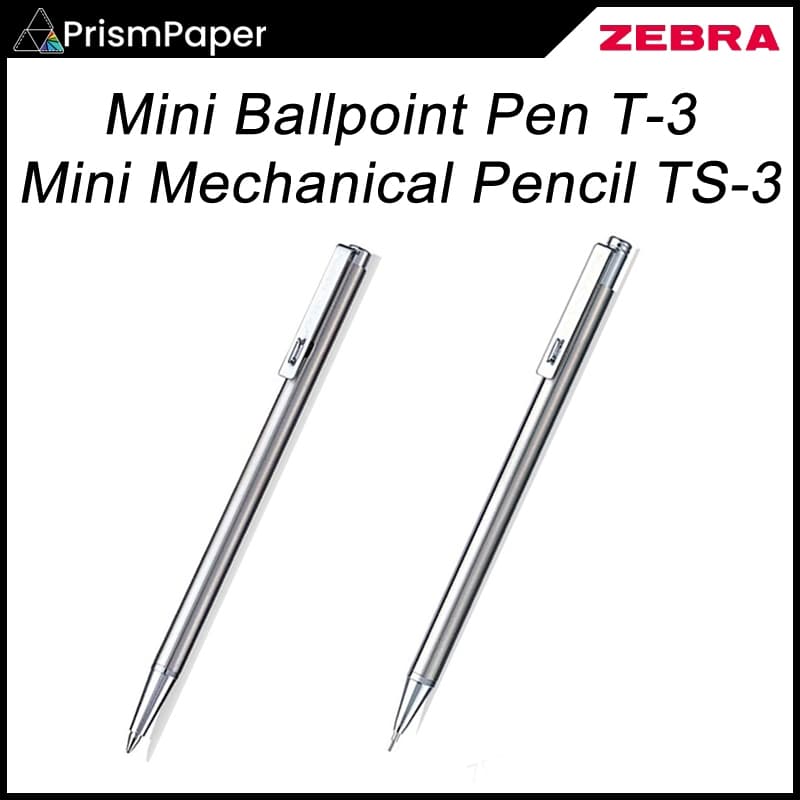 ZEBRA Mini Caneta Esferográfica T-3 De Aço Inoxidável 0.7mm Tinta Prata Preta TS 0.5mm Lápis Mecânico