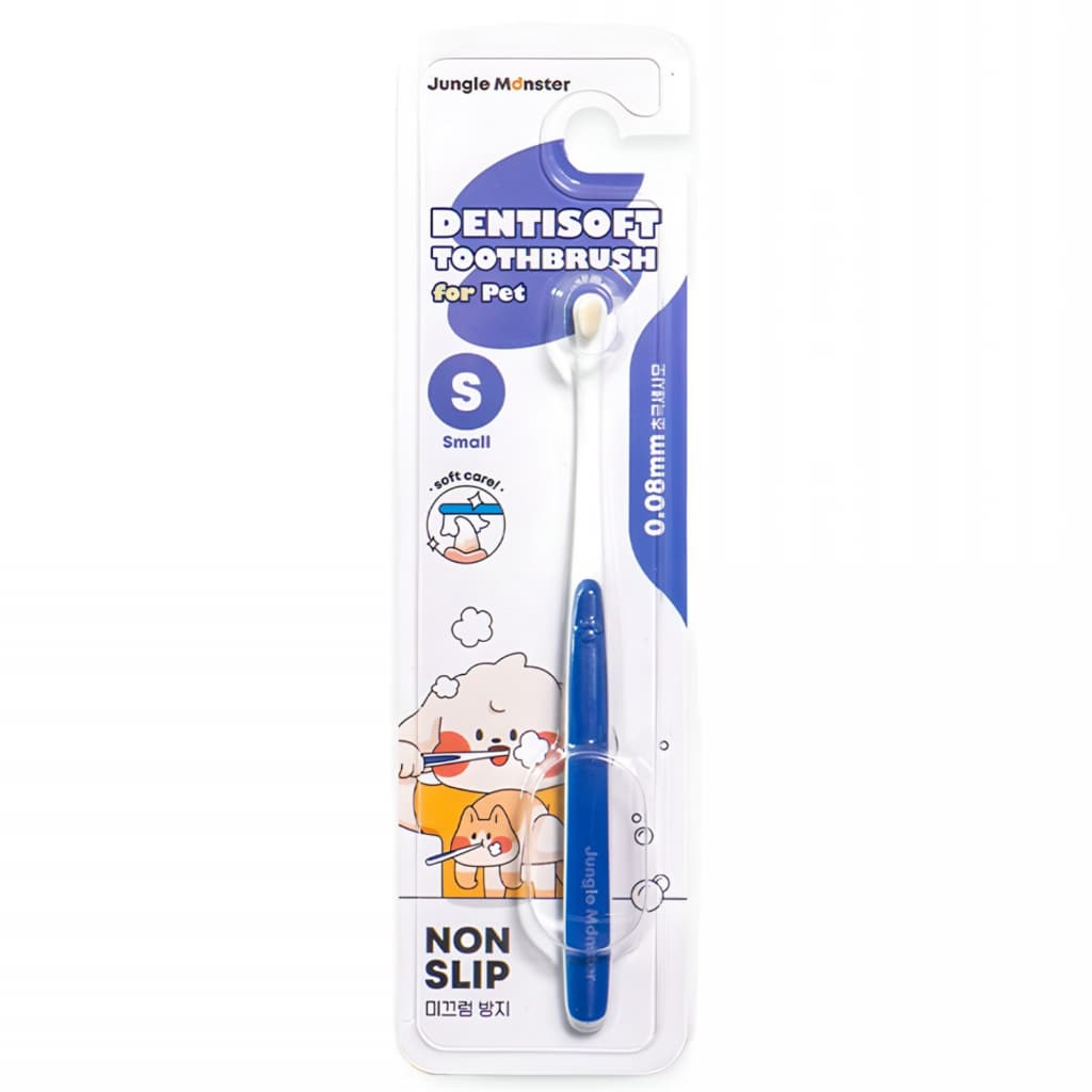 Jungle Monster Dentisoft Escova De Dentes Ultrafina Para Animais De Estimação S Azul 1 Peça De Cerdas Macias Cães E Gato