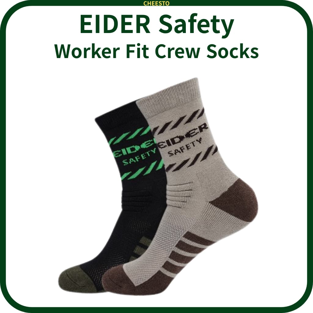 Meias EIDER Safety Worker Fit Crew – Malha Respirável , Sola Acolchoada , Absorção De Choque , Uso Para Todas As Estaçõe