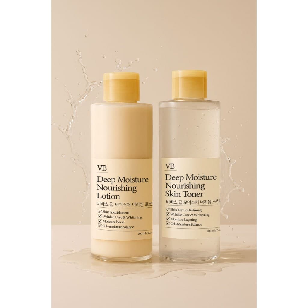 Conjunto De Toner + Loção Nutritiva Para A Pele VIBAS Deep Moisture 200ml + 200ml Diário De Cuidados Com Barreira De Umi